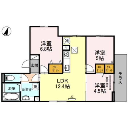 ルピナス嵯峨A棟の物件間取画像